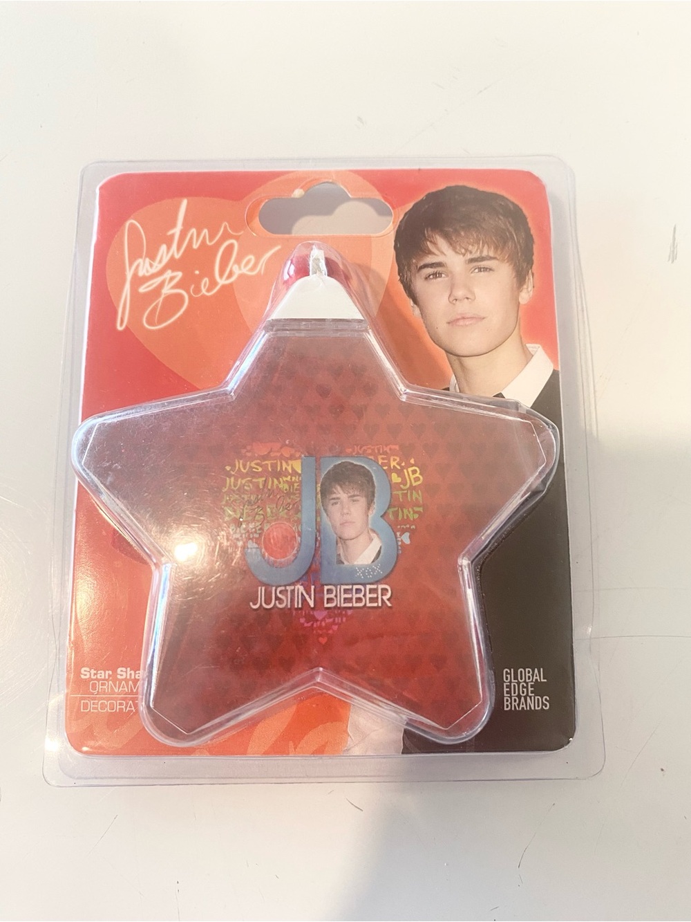 Justin Bieber 2011 Official Star Shaped Christmas Ornament Sealed Holiday Decor